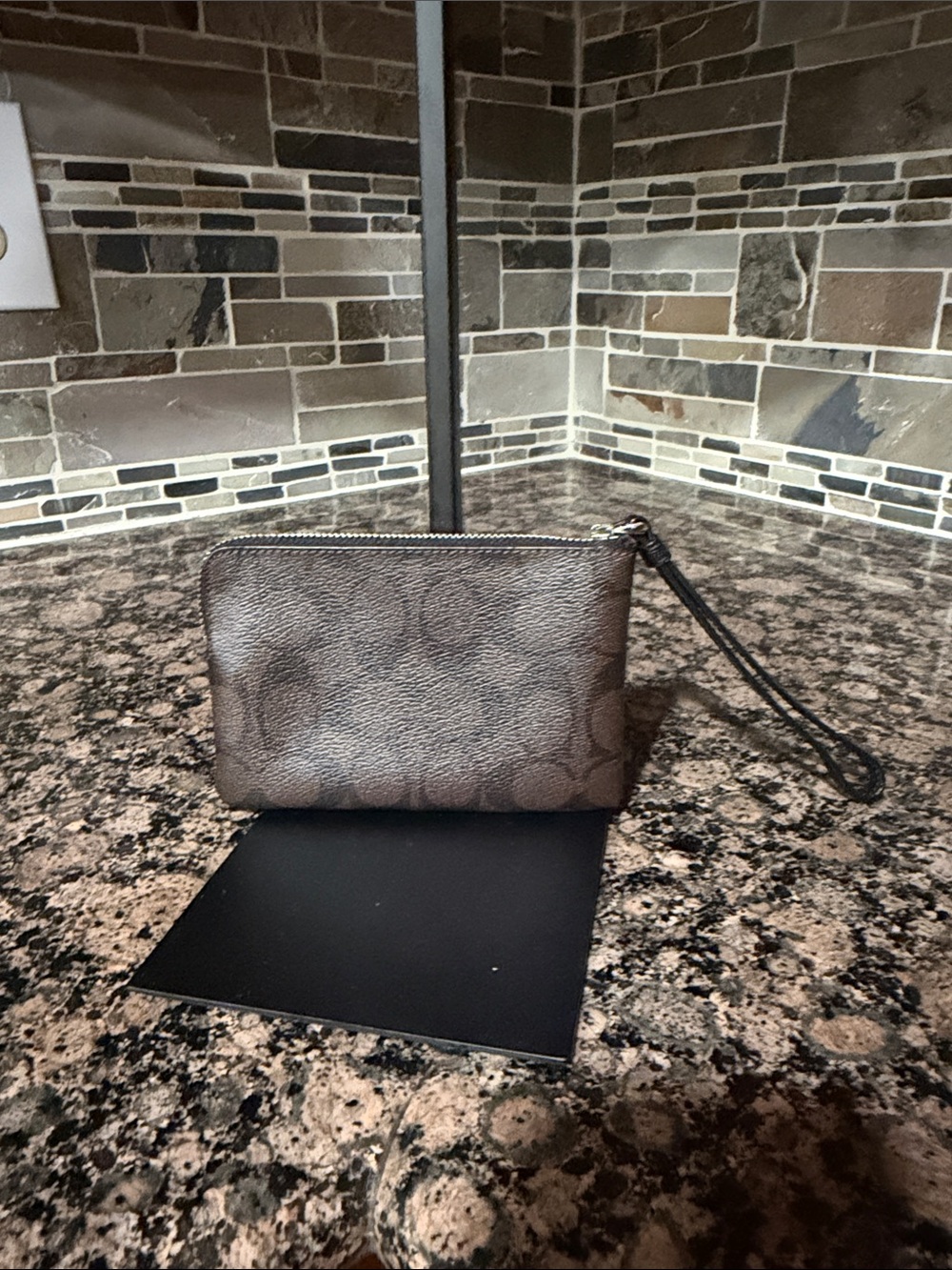 Coach Brown Signature Canvas Wristlet with Cream Card Slot - Picture 2 of 3
